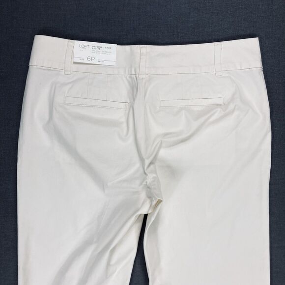 Ann Taylor LOFT Crop Pants Womens 6 White Straight Leg Stretchy Breathable NEW - Picture 7 of 16